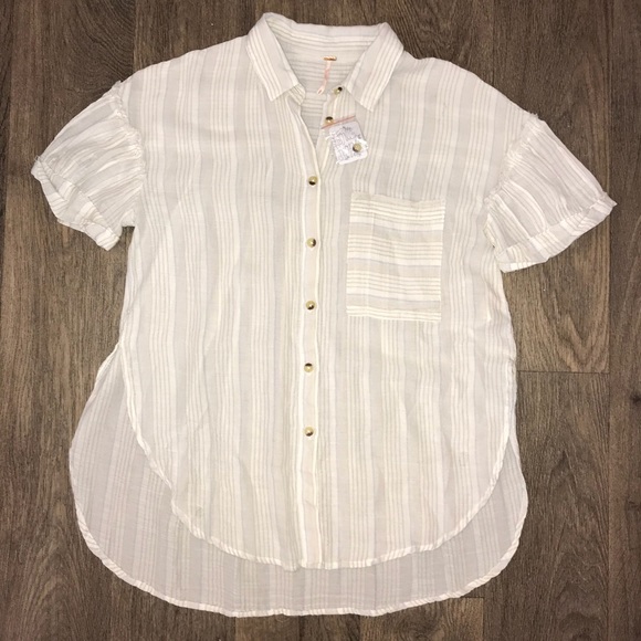 Free People Tops - NWT Free People Striped Button Up Top